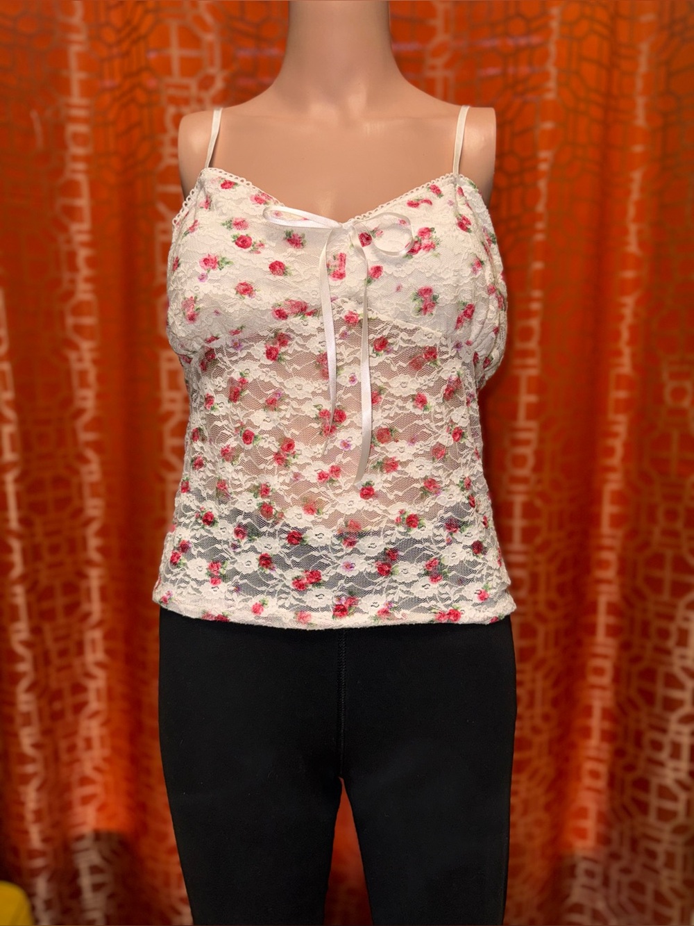 Electric Behavior lace floral tank top size XL NWOT